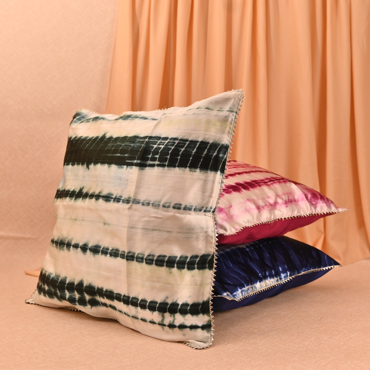 Banaavat Essence Shibori Print Cushion Cover Set – Multicolor (Set of 5, 16"x16")