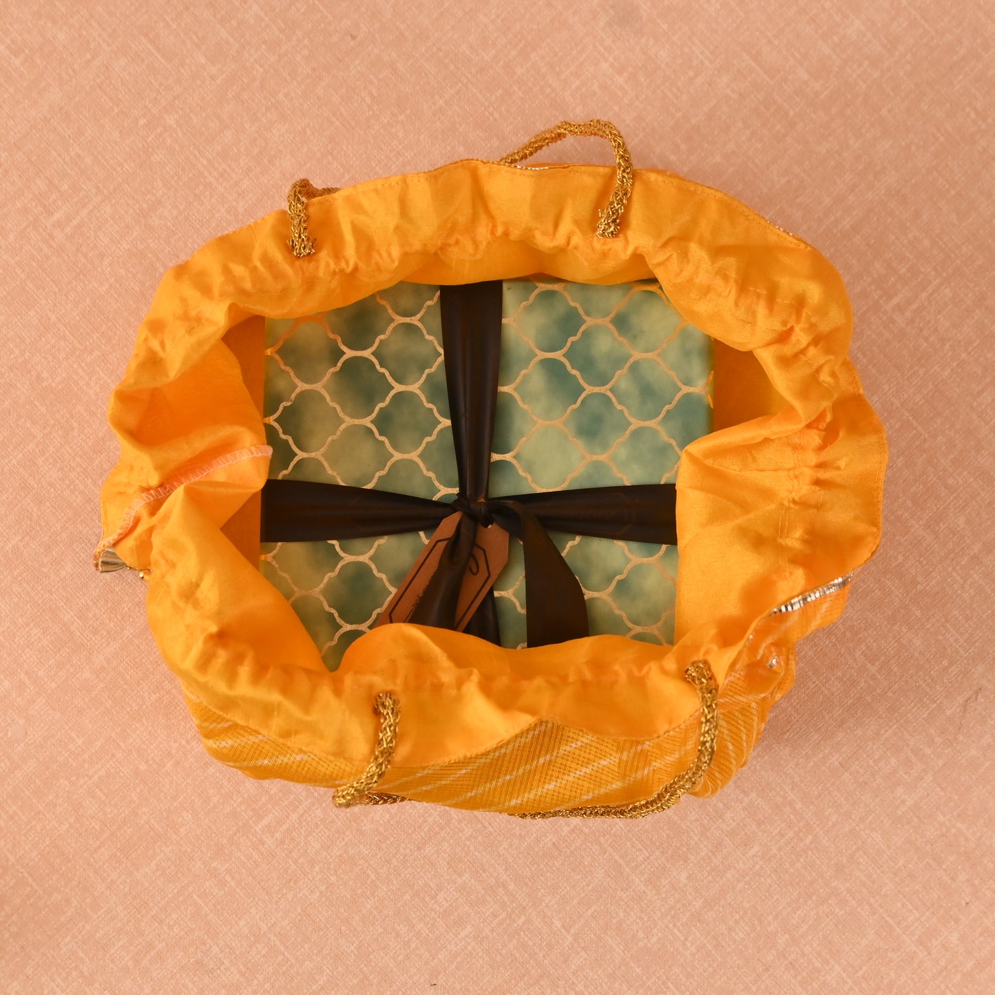 Banaavat Essence Mothra Fabric Hamper – Pyramid Shape with Wooden Base (10"x8"x9")