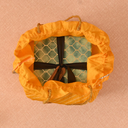 Banaavat Essence Mothra Fabric Hamper – Pyramid Shape with Wooden Base (10"x8"x9")