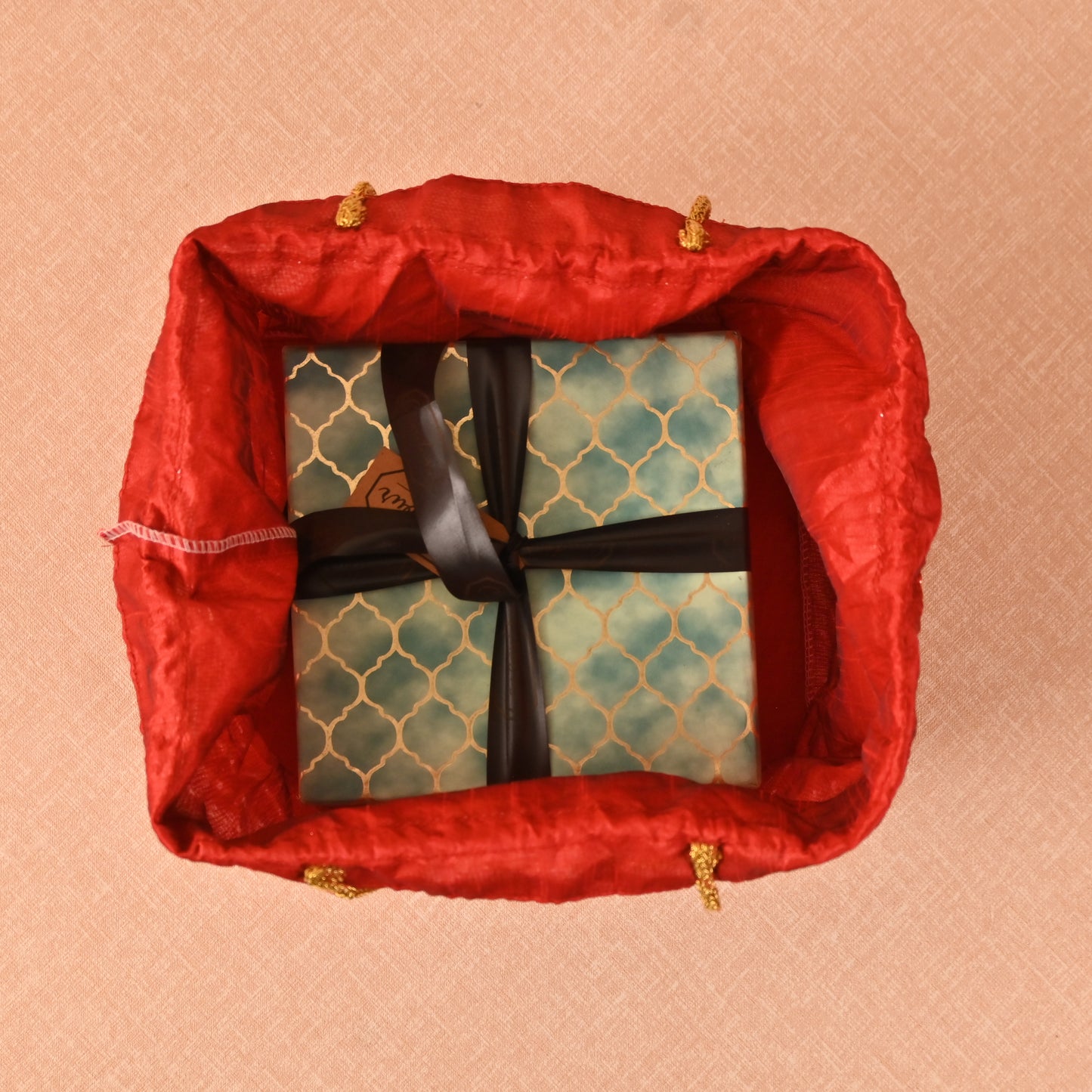 Banaavat Essence Mothra Fabric Hamper – Pyramid Shape with Wooden Base (10"x8"x9")