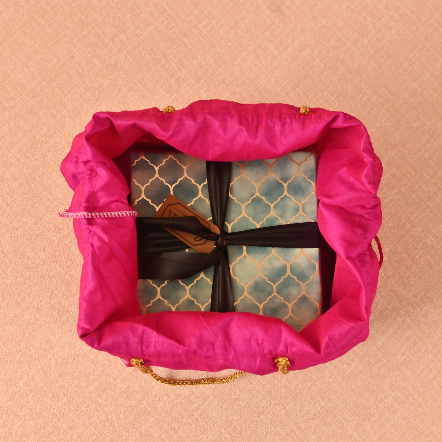 Banaavat Essence Mothra Fabric Hamper – Pyramid Shape with Wooden Base (10"x8"x9")