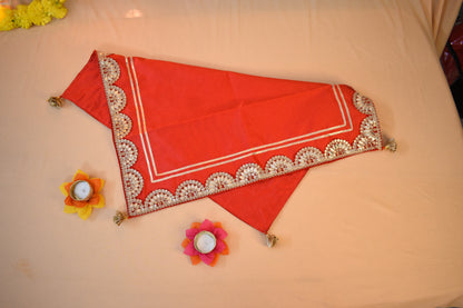 Handcrafted Chowki Covers Red Color – Perfect for Festive Poojas
