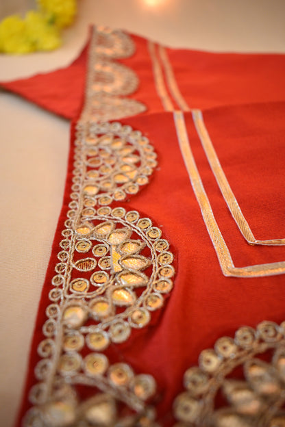 Handcrafted Chowki Covers Red Color – Perfect for Festive Poojas